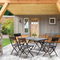 Set Tavolo e Sedie da Giardino 7pz Tavolo da Giardino con 6 Sedie Pieghevoli Mobili da Esterno Polyrattan