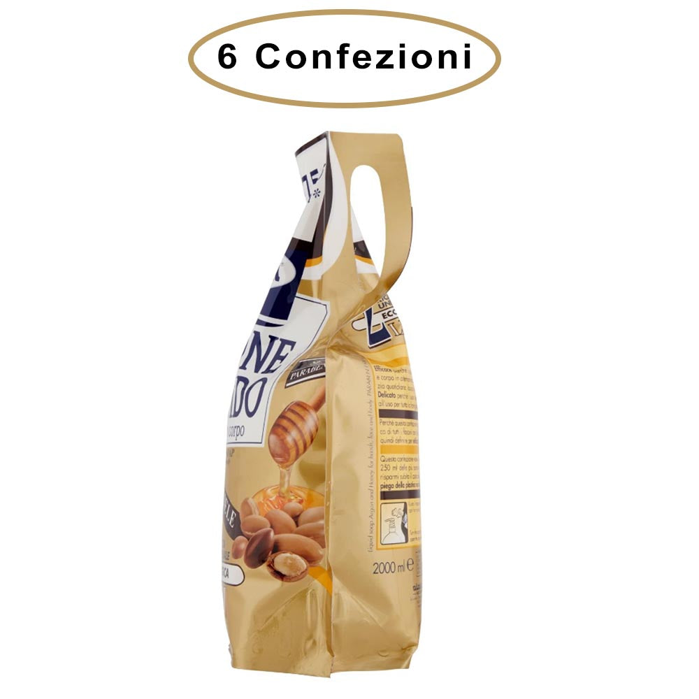 Mil mil sapone liquido argan & miele ricarica maxi risparmio 6 confezioni da 2000 ml