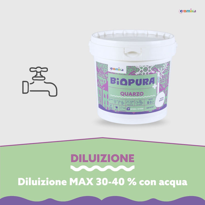 Pittura quarzo antialga interni esterni finitura opaca linea biopura cromika *** formato 5 lt, confezione 1