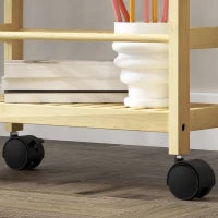 Scaffale Bagno a 3 Livelli con Ruote, Carrellino in Legno di Bambù, 36x15x73 cm, Colore Legno