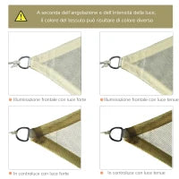 Vela Ombreggiante Rettangolare, Impermeabile e Anti-Raggi UV in HDPE, 3x4m, Crema