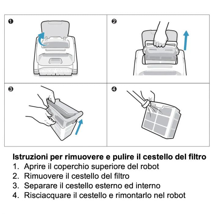 Cestello filtrante rigido DUAL 250/150 µ per robot piscina Beatbot AquaSense Pro e Ultra