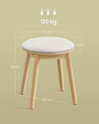 Sgabello da toeletta rotondo sedia da toeletta piedini antiscivolo stile bohémien per camera da letto bianco crema 12_0006049