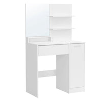 Tavolo da trucco con specchio 1 cassetto 2 ripiani mobiletto portaoggetti organizer per trucco bianco 2_0005177