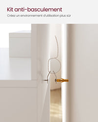 Tavolo da trucco con specchio 1 cassetto 2 ripiani mobiletto portaoggetti organizer per trucco bianco 2_0005177