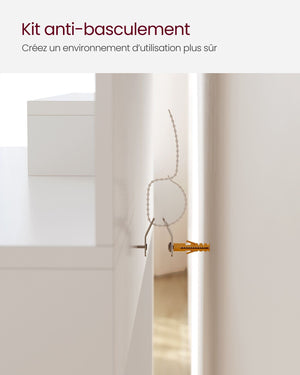 Tavolo da trucco con specchio 1 cassetto 2 ripiani mobiletto portaoggetti organizer per trucco bianco 2_0005177