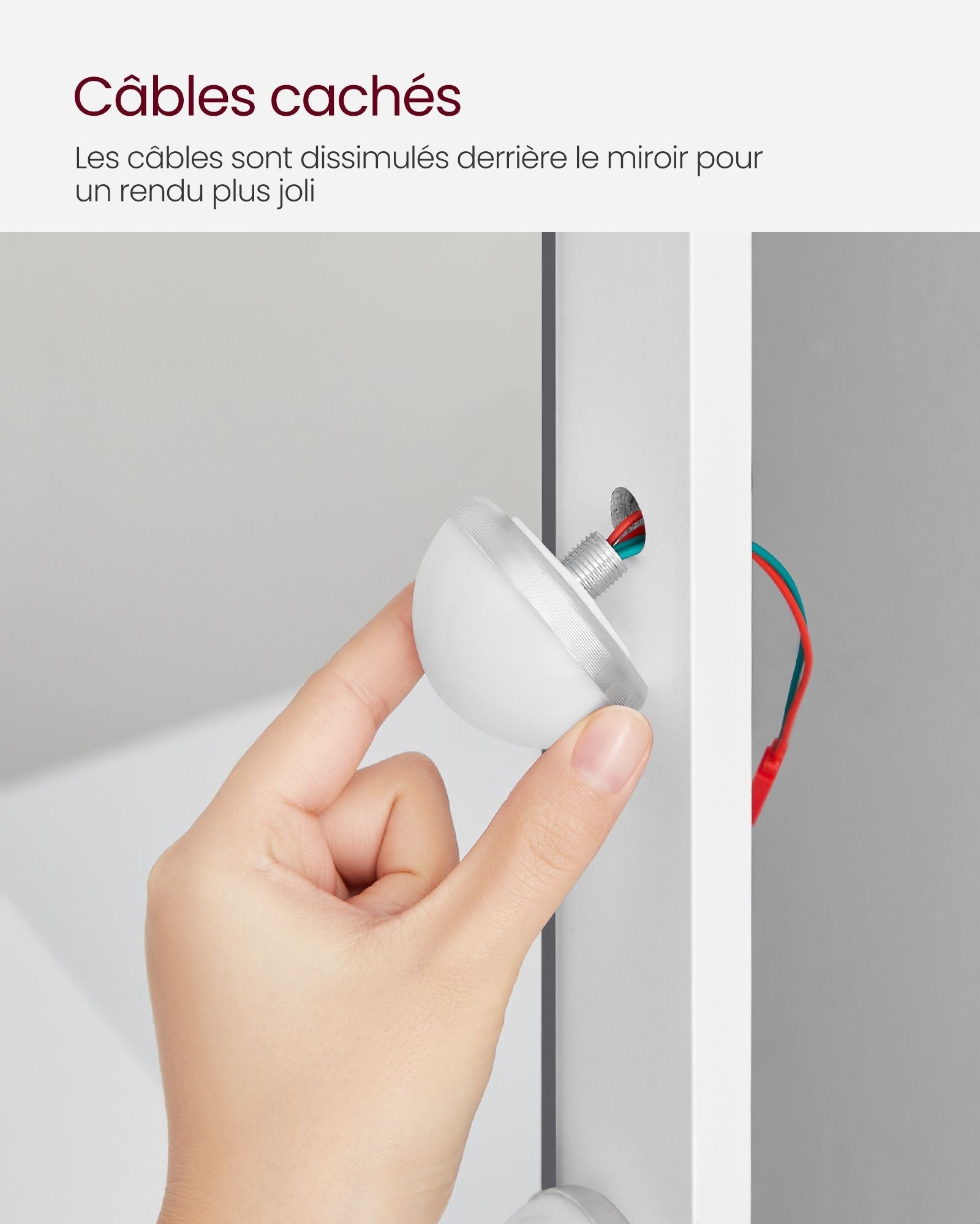 Tavolo da trucco con specchio con 9 lampadine LED luminosità regolabile 2 cassetti e 3 vani portaoggetti stile moderno bianco 12_0005169