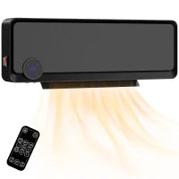 Termoventilatore Elettrico da Parete 1000W/2000W con Display LED e Telecomando 56x18,5x11,7 cm Nero
