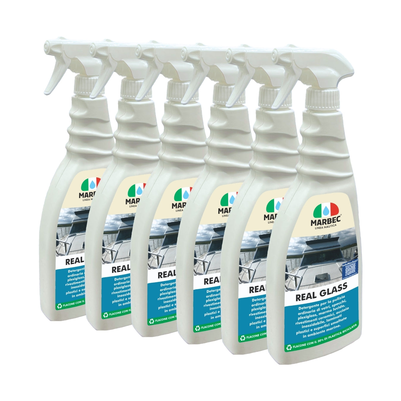 Detergente nautico non aggressivo REAL GLASS   750MLx6Pz