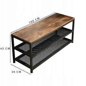 Scaffale armadio per scarpe con seduta grande ripiano industriale loft legno retrò
