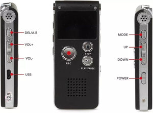 REGISTRATORE VOCALE DIGITALE PORTATILE LETTORE MP3 WAV USB AUDIO 8GB Q-LY77