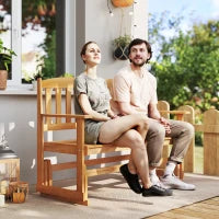 Panchina da Giardino a Dondolo da 2 Posti con Braccioli in Legno di Abete, 132x51x95.5cm, Colore Legno