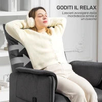 Poltrona Reclinabile Elettrica con Telecomando e Poggiapiedi, in Tessuto Effetto Velluto, 80x83x104 cm, Nera