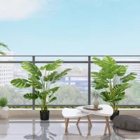 Set di 2 Piante Artificiali Monstera Deliciosa con Vaso Incluso, Altezza 120 cm, per Interno, Decorazione