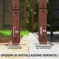 Gazebo Pergola con Tetto Retrattile, Picchetti e Viti, in Poliestere e Alluminio, 382x300x232 cm, color Legno