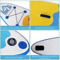 Tavola SUP Gonfiabile Stand Up Paddle con Pagaia Regolabile, Tavola da Surf con Accessori Inclusi, Blu 305x76x10cm