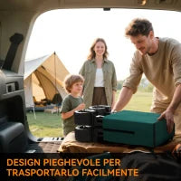 Carrello da Giardino Carico max 70kg con Maniglia Telescopica, in Metallo e Tessuto Oxford, 108x55 cm, Verde