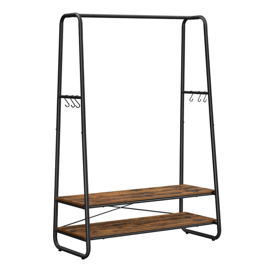 Appendiabiti industriale 100 x 45 x 160 cm appendiabiti robusto con 2 ripiani 6 ganci struttura in acciaio per camera da letto stile industriale nero 12_0006991