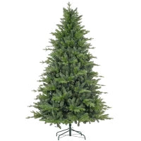Albero di Natale 210 cm in Plastica Verde con Base in Metallo e 2445 Rami Ignifughi