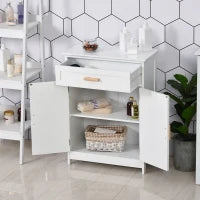 kleankin Mobiletto per Bagno o Camera da Letto in MDF Bianco Impermeabile con Cassetto e Armadietto, 59 x 29 x 80cm