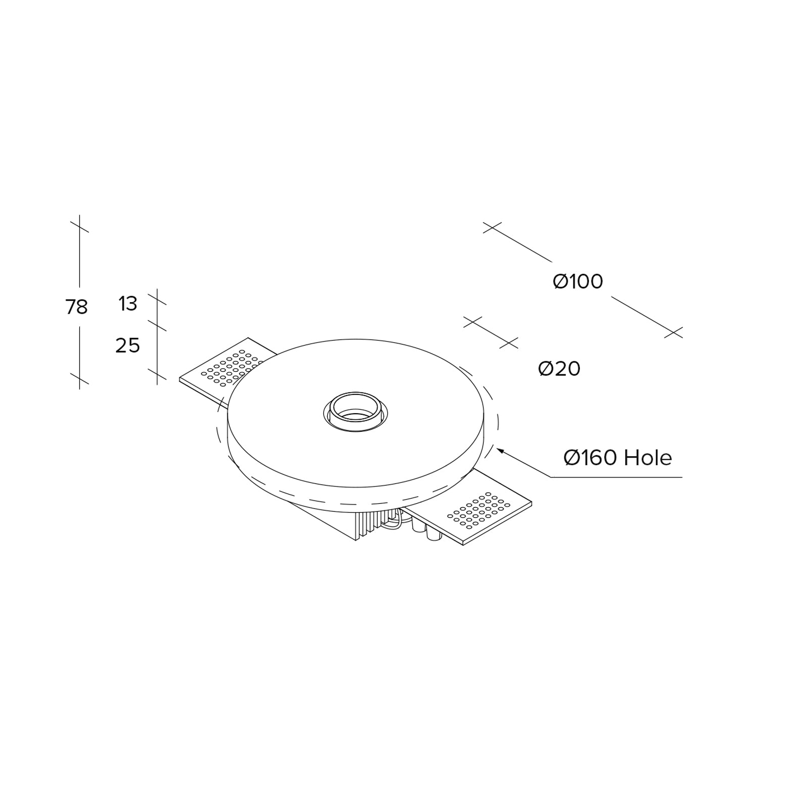RHODIA faretto da Incasso  Cob 1 Luce ottone a LED  7W 3000K 614lm on/off d.10cm