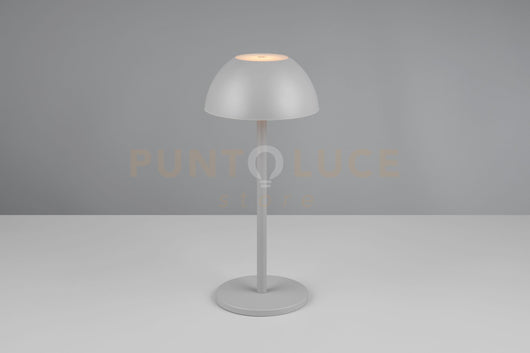 RICARDO LAMPADA DA TAVOLO RICARICABILE METALLO E PLASTICA GRIGIO REGOLAZIONE INTESITA' TOUCH IP 54 H.30CM LED 3000K 240LM 1,7W