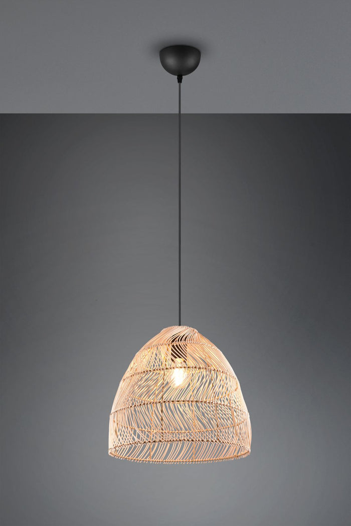RIKE SOSPENSIONE IN RATTAN EFFETTO NATURALE D. 35CM 1 LUCE ATTACCO E27