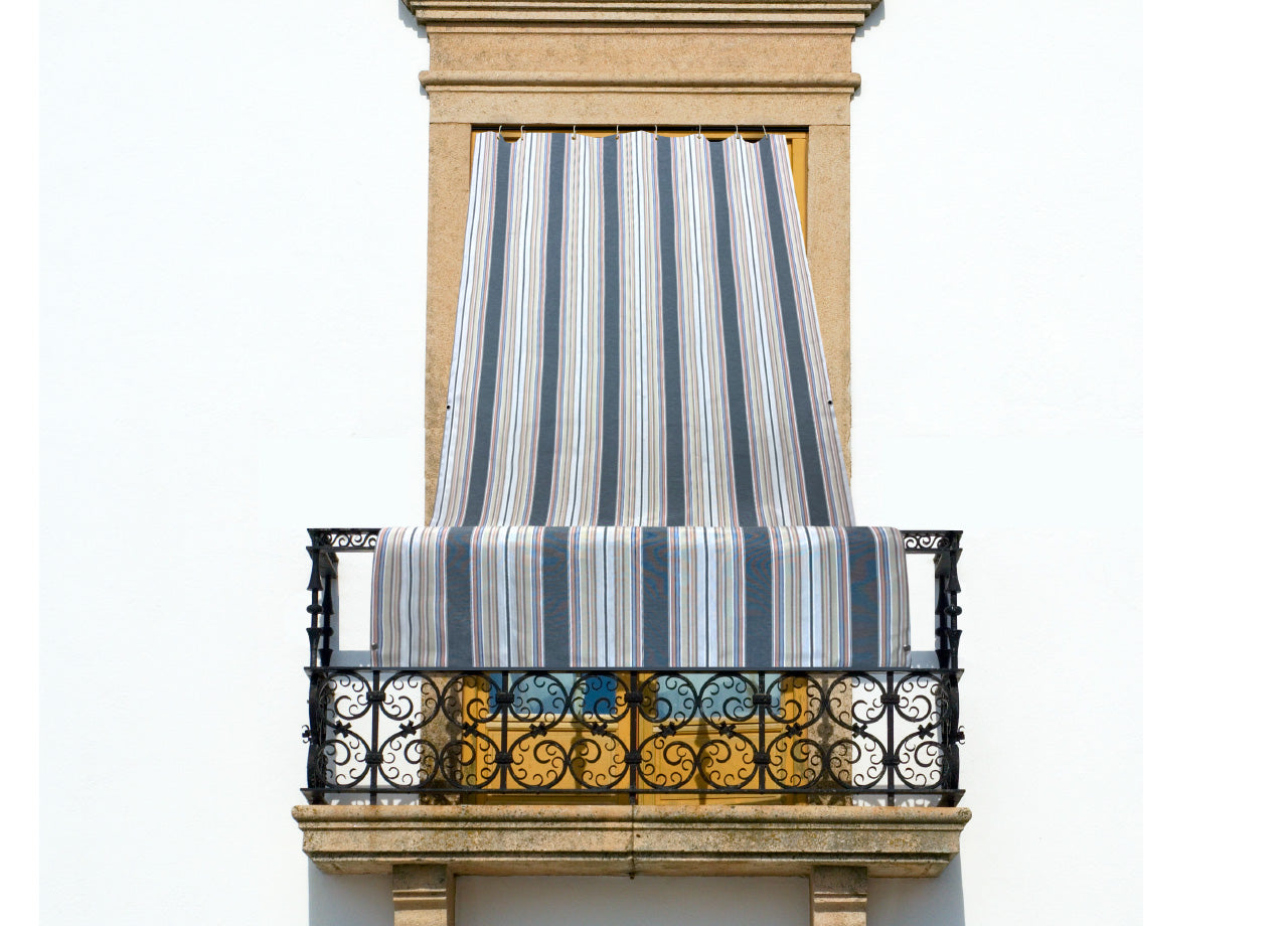 Tenda Da Sole A Caduta Per Esterno Balcone Casa Telo Ombra Modello Riga Fine - 145x350 - Grigio