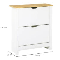 Scarpiera Moderna per 12 Paia Max con 2 Cassetti Regolabili e Rimovibili, in Legno, 72x26x80 cm, Bianco