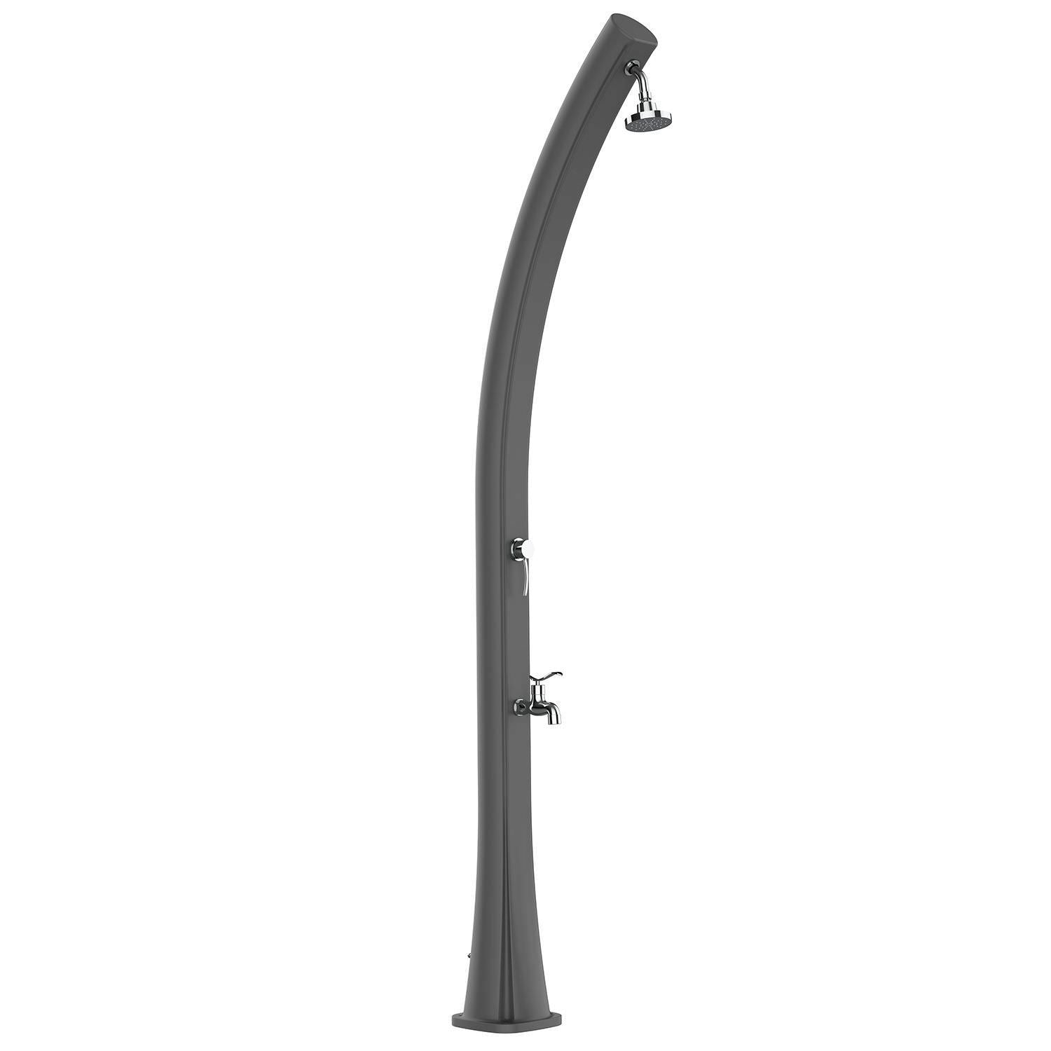 Doccia Solare in Polietilene HD Grigia RAL7037 Serbatoio 25L Soffione Rotondo Ø10 cm Lavapiedi e Rubinetti in Ottone - STARMATRIX RIO-SS0935-GRAY