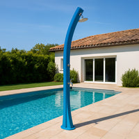 STARMATRIX Doccia Solare Blu RAL5012 in Polietilene HD Altezza 226 cm Serbatoio 40 Litri Soffione Rotondo 1524 cm Ideale per Giardino e Piscina Rio xxl Blue