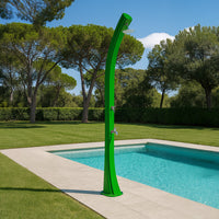 STARMATRIX Doccia Solare Verde RAL3028 In Polietilene HD Struttura Sinuosa Serbatoio 40 Litri Alta Statura 226 Cm Comandi Ottone Inclusi Modello Rioxxl Ss0935xxl