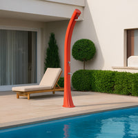 STARMATRIX Doccia Solare Rossa in Polietilene HD Alta 226 cm Capacita 40 Litri Soffione Circolare di 1524 cm con Lavapiedi Modello Rio xxl Red