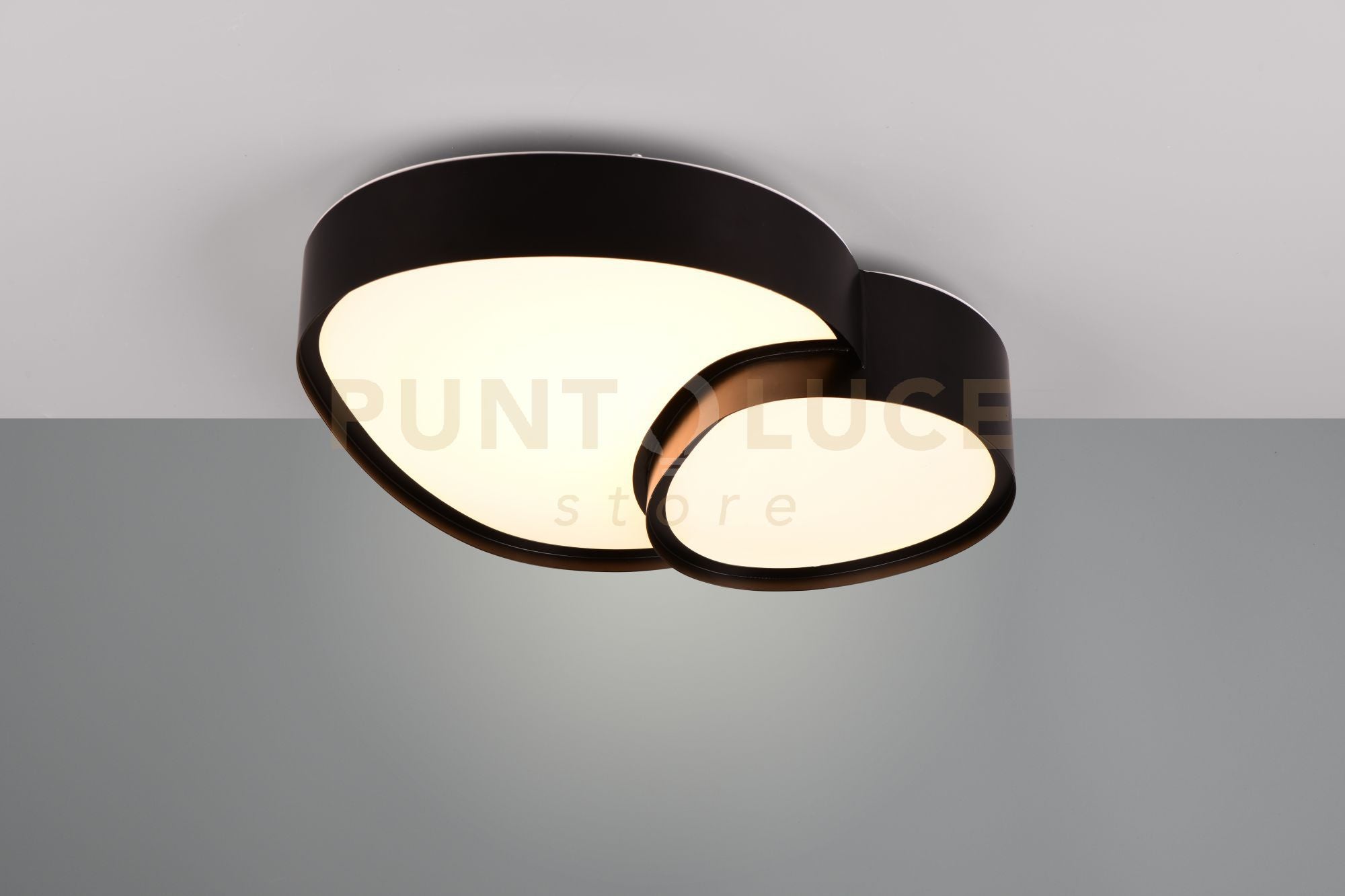 RISE PLAFONIERA A LED 21W 2400lm, 2700 - 6500K FORMA ORGANICA NERA CON TELECOMANDO MULTIFUNZIONE L. 44CM DIMMERABILE