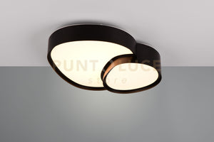 RISE PLAFONIERA A LED 21W 2400lm, 2700 - 6500K FORMA ORGANICA NERA CON TELECOMANDO MULTIFUNZIONE L. 44CM DIMMERABILE
