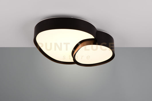 RISE PLAFONIERA A LED 21W 2400lm, 2700 - 6500K FORMA ORGANICA NERA CON TELECOMANDO MULTIFUNZIONE L. 44CM DIMMERABILE