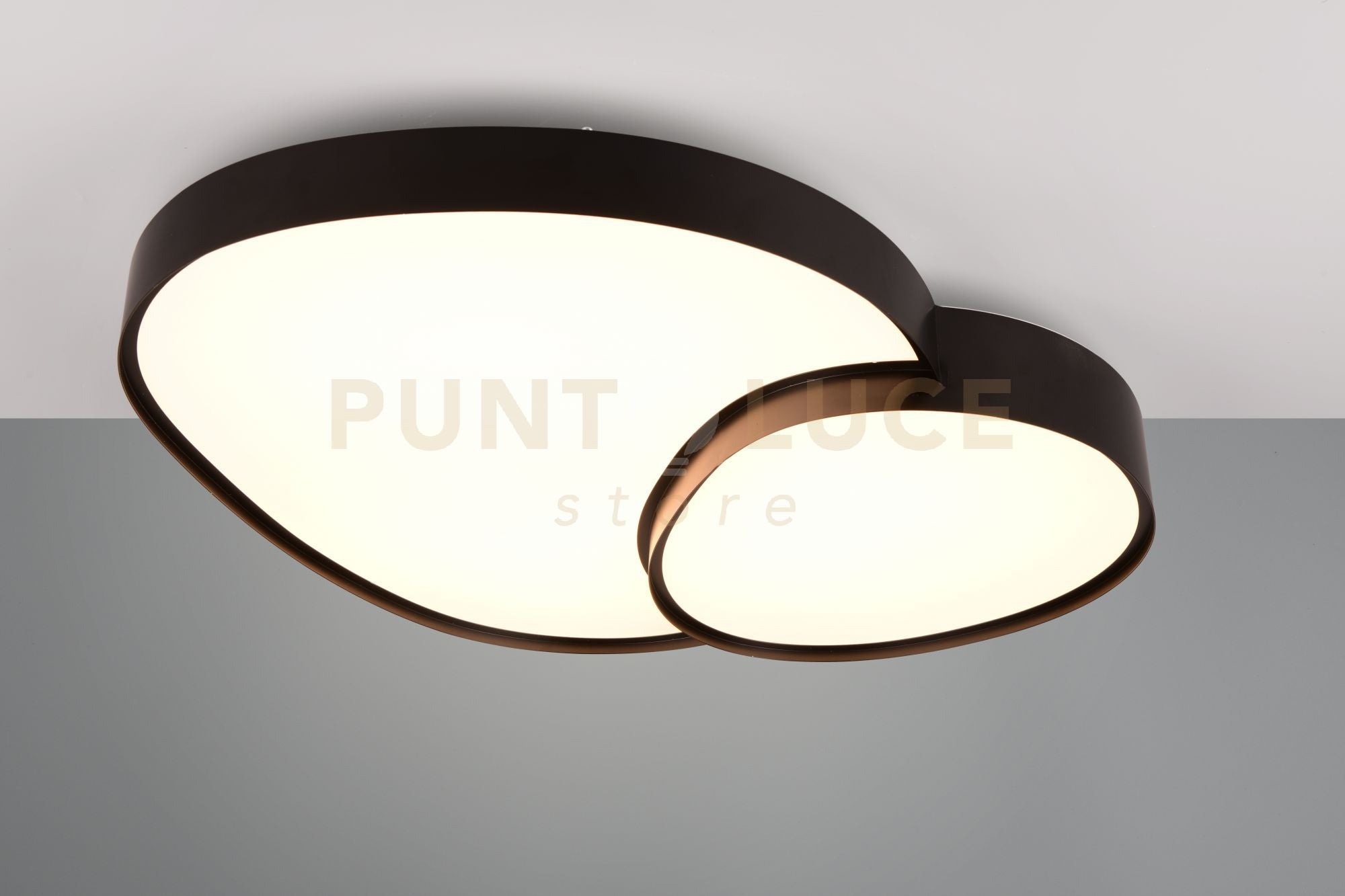 RISE PLAFONIERA A LED 45W 5300lm, 2700 - 6500K FORMA ORGANICA GRANDE NERA CON TELECOMANDO MULTIFUNZIONE L. 77CM DIMMERABILE