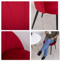 Set di 2 Sedie Sala da Pranzo, Sedie Cucina Moderne con Schienale a Conchiglia e Gambe in Metallo, Sedia in Velluto con Imbottita per Cucina, Camera da Letto, Ufficio e Soggiorno, Rosso