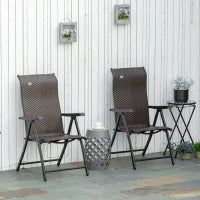 Set da 2 Sedie da Giardino Pieghevoli in Rattan PE, Schienale 7 Posizioni, 71x58x111cm