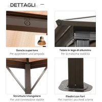 Gazebo da Giardino 3.6x3m con Tetto Apribile in Policarbonato e Struttura in Alluminio