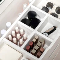 Toeletta da Camera con Specchiera, Cassetto e Sgabello Abbinato in Legno, Bianco