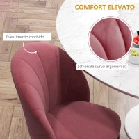 Set 2 Sedie da Pranzo in Velluto Imbottite con Gambe in Metallo, Rosso