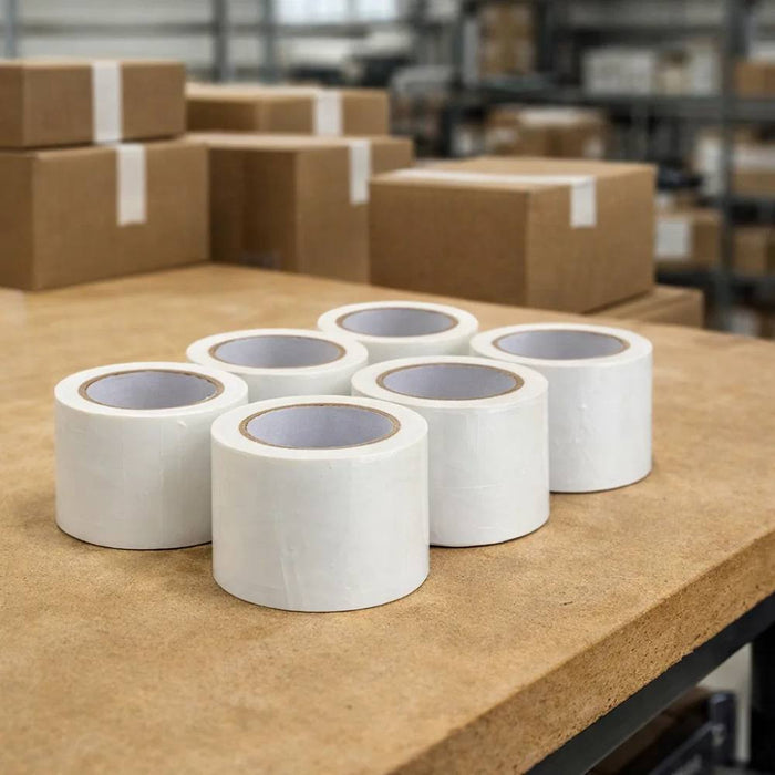 Kit 6 nastro adesivo silenzioso bianco 50x132m per imballaggi continui