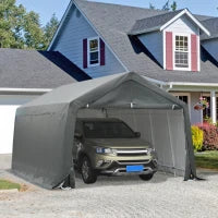Tenda per Auto 6L x 3,6l x 2,75H m, Struttura in Robusto Acciaio Zincato, Rivestimento in PE ad Alta Densità 195 g/m², Impermeabile, Anti-UV, Grigio