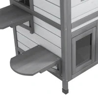 Casetta per Gatti a 2 Piani, Resistente alle Intemperie, 78.1 cm x 55.2 cm x 90.8 cm, Bianco e Grigio