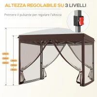 Gazebo da Giardino 3x3 m con Zanzariera e Borsa da Trasporto con Ruote, Color Crema