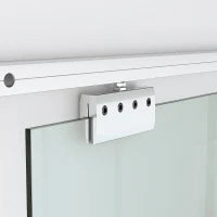 Porta Scorrevole Interna in Vetro Smerigliato e Satinato con Binario B2 e Maniglia per Bagno Cucina Studio Vetro 205x 90x 0,8cm