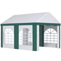 Tendone da Giardino 4x3m per 12 Persone con Doppio Ingresso, Bianco e Verde