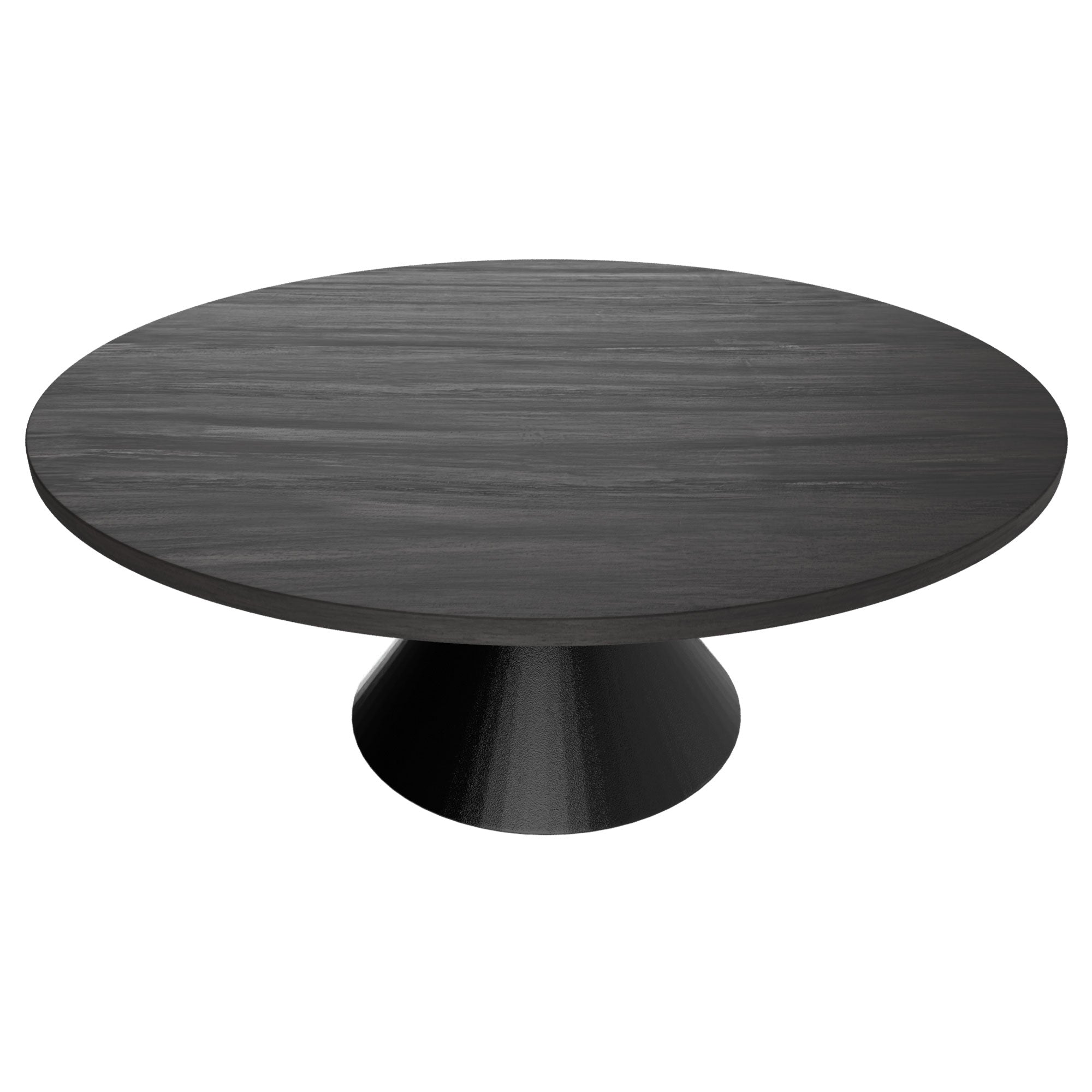 Graal Black - Tavolo Rotondo Ø120 cm Base a Doppio Cono in Metallo e Top in Legno Laminato Nero