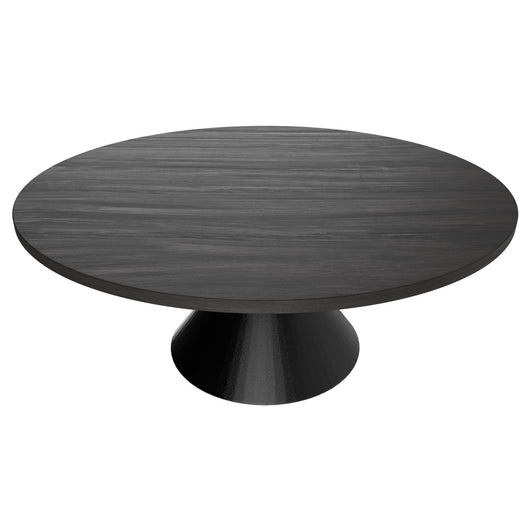 Graal Black - Tavolo Rotondo Ø120 cm Base a Doppio Cono in Metallo e Top in Legno Laminato Nero